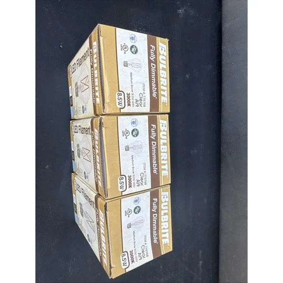 (3) NEW Bulbrite 8.5W Filament A19 LED Bulb E26 Clear 3000K Dimmable #776768 - Picture 2 of 5